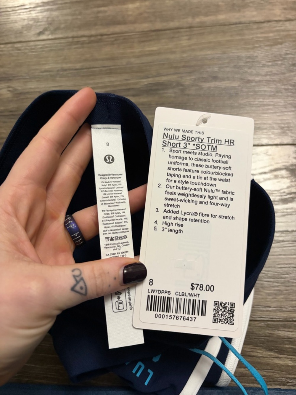 NWT Lululemon Nulu Sporty Trim High-Rise Short *3” (Club Blue/White) Size 8 - Picture 2 of 5